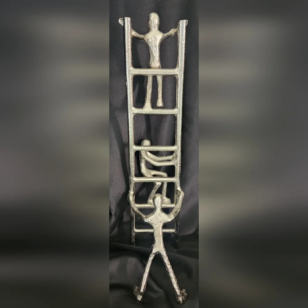 Plutus‎ Modern Metal  Silver Sculpture Statue Three People 2 Available